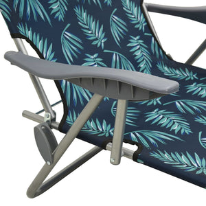 vidaXL Sun Lounger with Canopy Steel Leaf Print