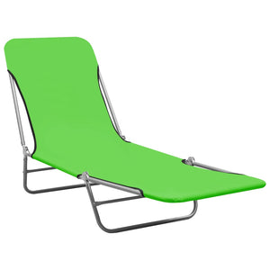 vidaXL Folding Sun Loungers 2 pcs Steel and Fabric Green