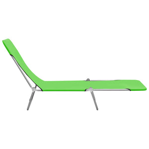 vidaXL Folding Sun Loungers 2 pcs Steel and Fabric Green