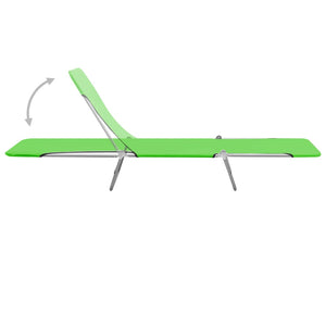 vidaXL Folding Sun Loungers 2 pcs Steel and Fabric Green