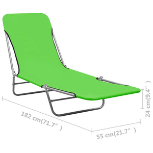 vidaXL Folding Sun Loungers 2 pcs Steel and Fabric Green