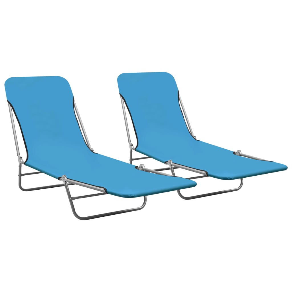 vidaXL Folding Sun Loungers 2 pcs Steel and Fabric Blue