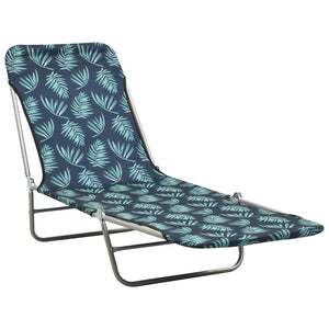 vidaXL Folding Sun Loungers 2 pcs Steel and Fabric Leaf Pattern