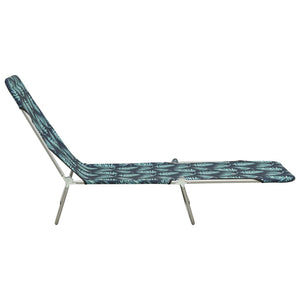 vidaXL Folding Sun Loungers 2 pcs Steel and Fabric Leaf Pattern