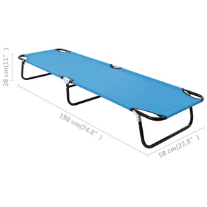 vidaXL Folding Sun Lounger Steel Turquoise Blue