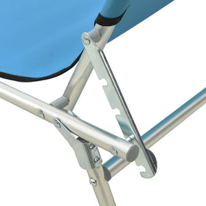 vidaXL Folding Sun Lounger with Canopy Blue Aluminium