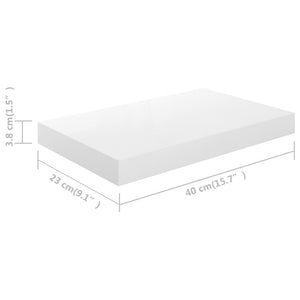 vidaXL Floating Wall Shelf High Gloss White 40x23x3.8 cm MDF