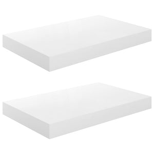 vidaXL Floating Wall Shelves 2 pcs High Gloss White 40x23x3.8 cm MDF