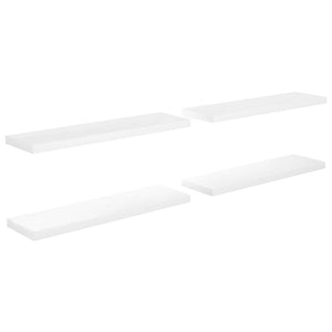 vidaXL Floating Wall Shelves 4 pcs High Gloss White 90x23.5x3.8 cm MDF