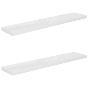 vidaXL Floating Wall Shelves 2 pcs High Gloss White 120x23.5x3.8 cm MDF