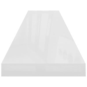 vidaXL Floating Wall Shelves 2 pcs High Gloss White 120x23.5x3.8 cm MDF