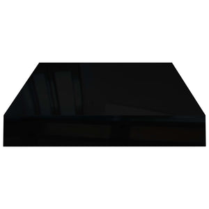 vidaXL Floating Wall Shelf High Gloss Black 40x23x3.8 cm MDF