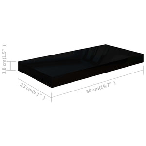 vidaXL Floating Wall Shelves 2 pcs High Gloss Black 50x23x3.8 cm MDF