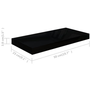 vidaXL Floating Wall Shelves 4 pcs High Gloss Black 50x23x3.8 cm MDF