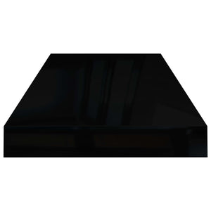 vidaXL Floating Wall Shelves 4 pcs High Gloss Black 60x23.5x3.8 cm MDF