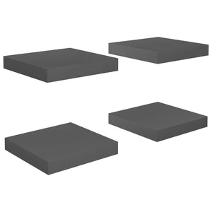 vidaXL Floating Wall Shelves 4 pcs High Gloss Grey 23x23.5x3.8 cm MDF