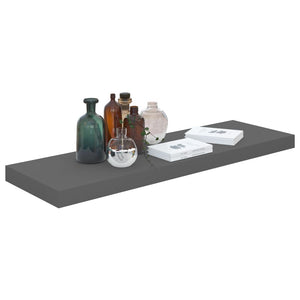 vidaXL Floating Wall Shelf High Gloss Grey 80x23.5x3.8 cm MDF