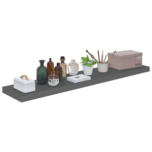 vidaXL Floating Wall Shelf High Gloss Grey 120x23.5x3.8 cm MDF