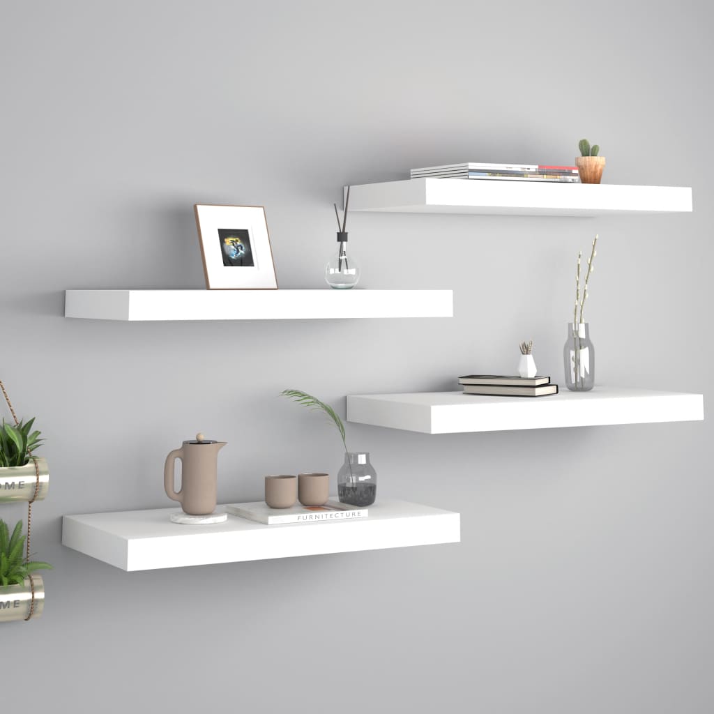 vidaXL Floating Wall Shelves 4 pcs White 50x23x3.8 cm MDF