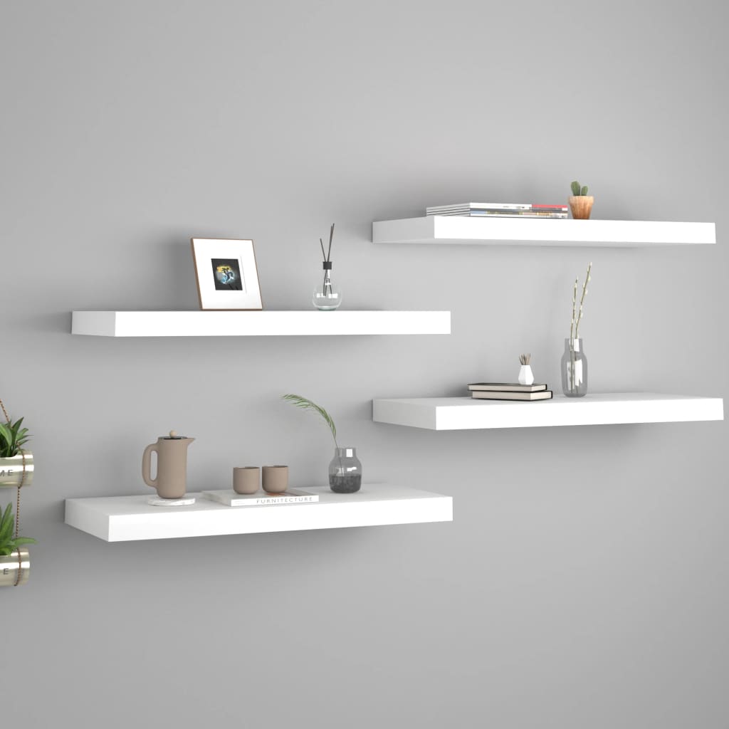 vidaXL Floating Wall Shelves 4 pcs White 60x23.5x3.8 cm MDF