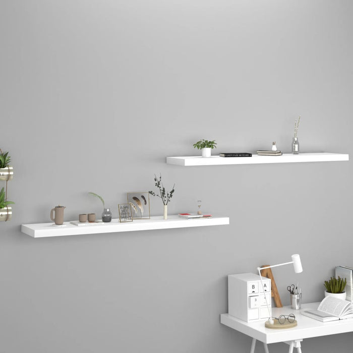 vidaXL Floating Wall Shelves 2 pcs White 120x23.5x3.8 cm MDF