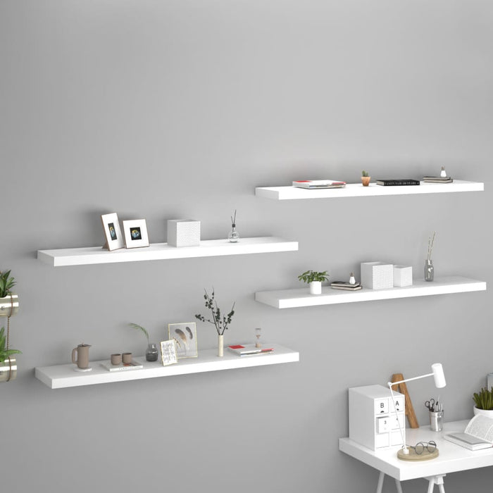 vidaXL Floating Wall Shelves 4 pcs White 120x23.5x3.8 cm MDF