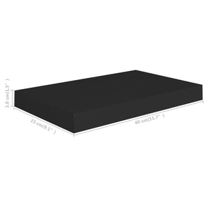 vidaXL Floating Wall Shelf Black 40x23x3.8 cm MDF