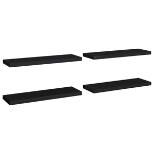 vidaXL Floating Wall Shelves 4 pcs Black 80x23.5x3.8 cm MDF