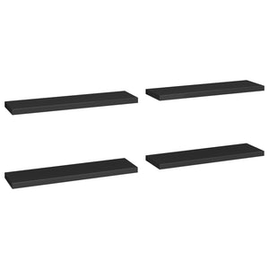 vidaXL Floating Wall Shelves 4 pcs Black 90x23.5x3.8 cm MDF