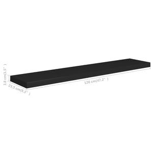 vidaXL Floating Wall Shelf Black 120x23.5x3.8 cm MDF