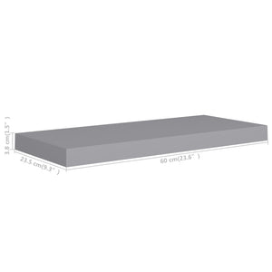 vidaXL Floating Wall Shelves 4 pcs Grey 60x23.5x3.8 cm MDF