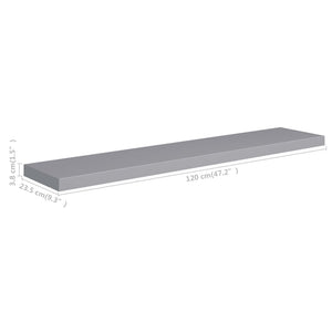 vidaXL Floating Wall Shelf Grey 120x23.5x3.8 cm MDF