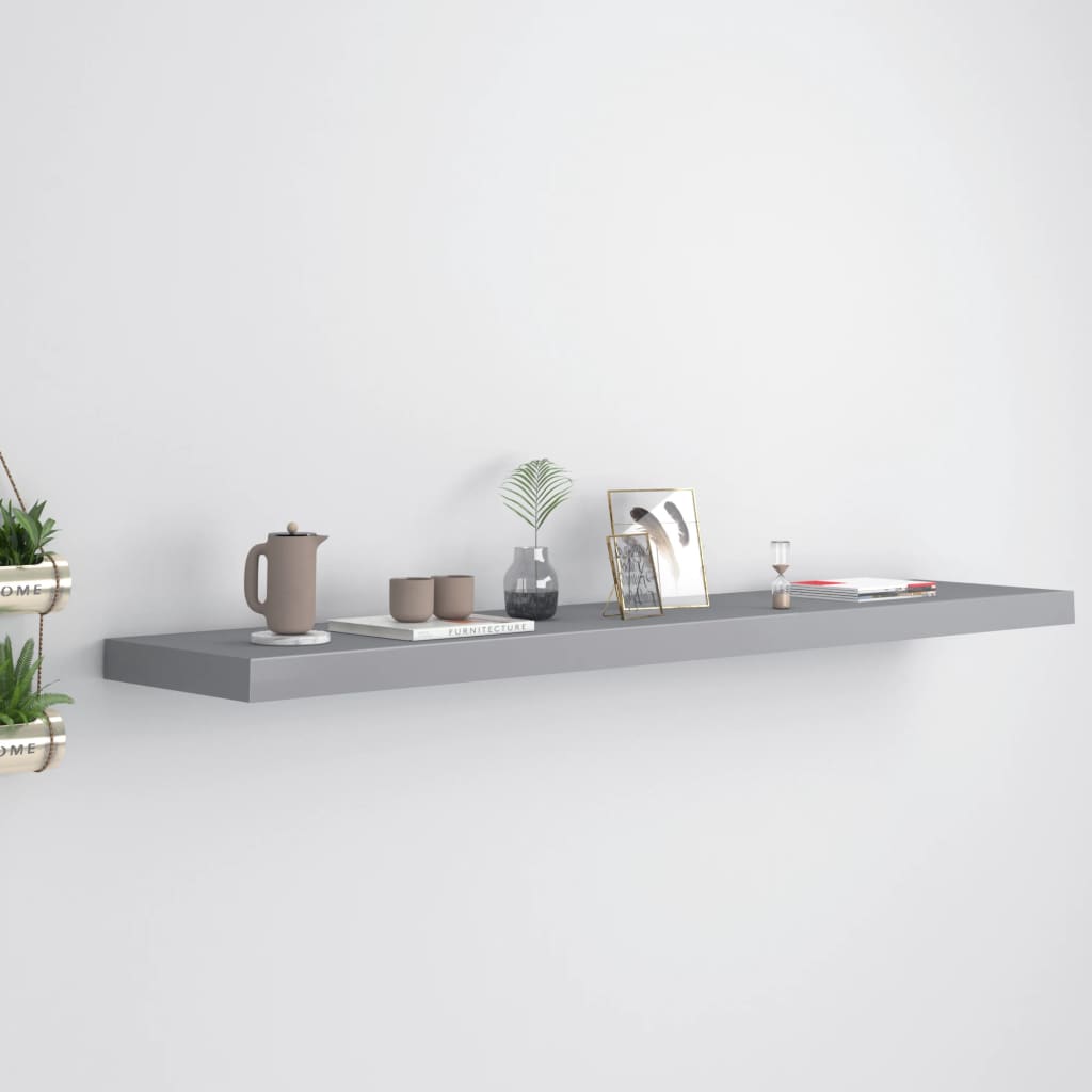 vidaXL Floating Wall Shelf Grey 120x23.5x3.8 cm MDF