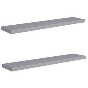 vidaXL Floating Wall Shelves 2 pcs Grey 120x23.5x3.8 cm MDF