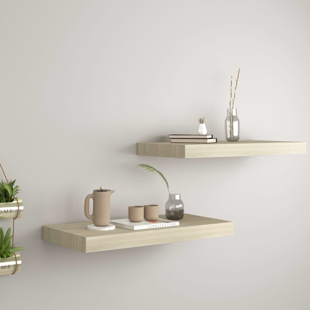 vidaXL Floating Wall Shelves 2 pcs Oak 50x23x3.8 cm MDF