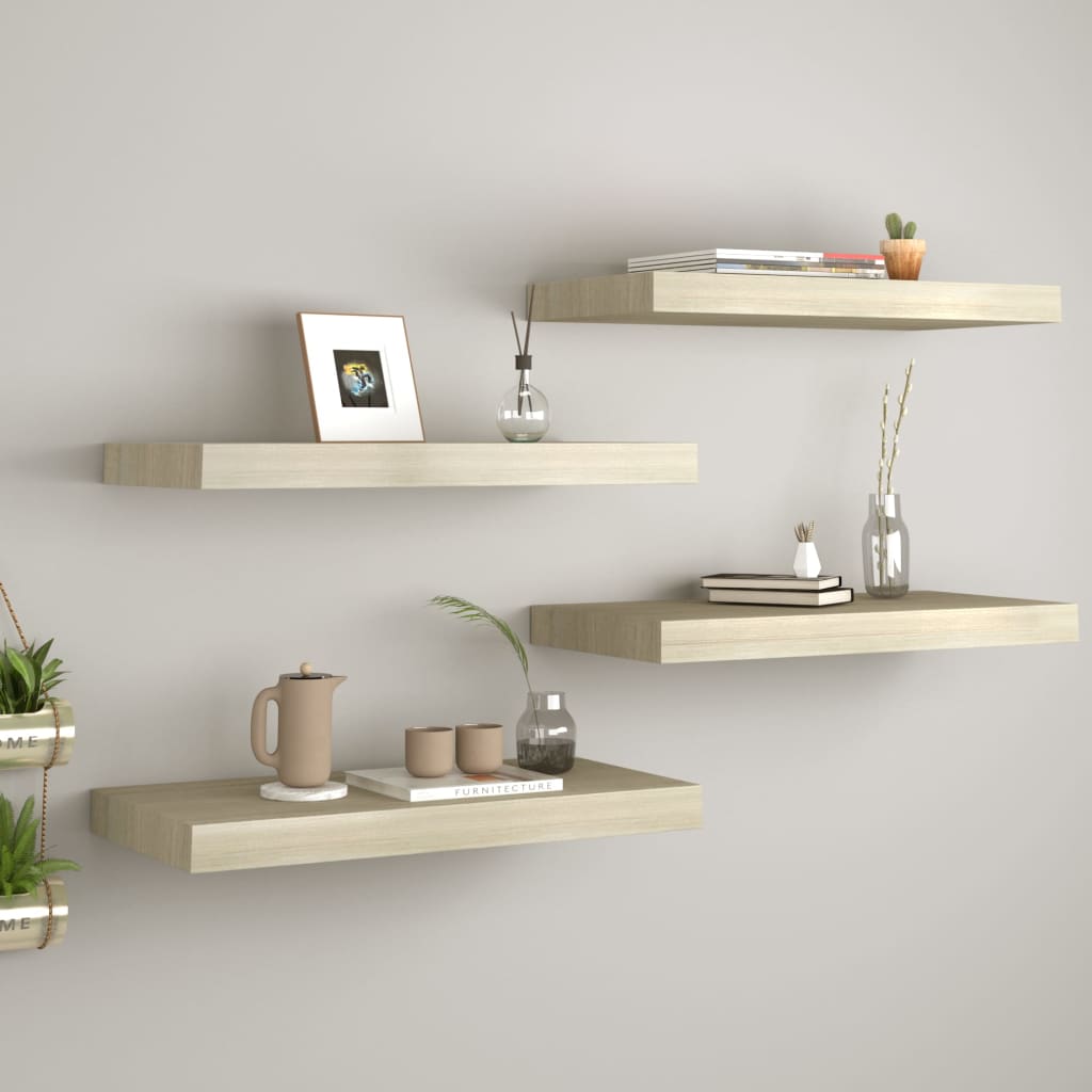 vidaXL Floating Wall Shelves 4 pcs Oak 50x23x3.8 cm MDF