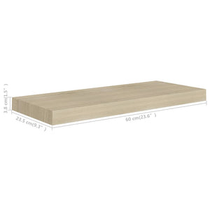 vidaXL Floating Wall Shelf Oak 60x23.5x3.8 cm MDF