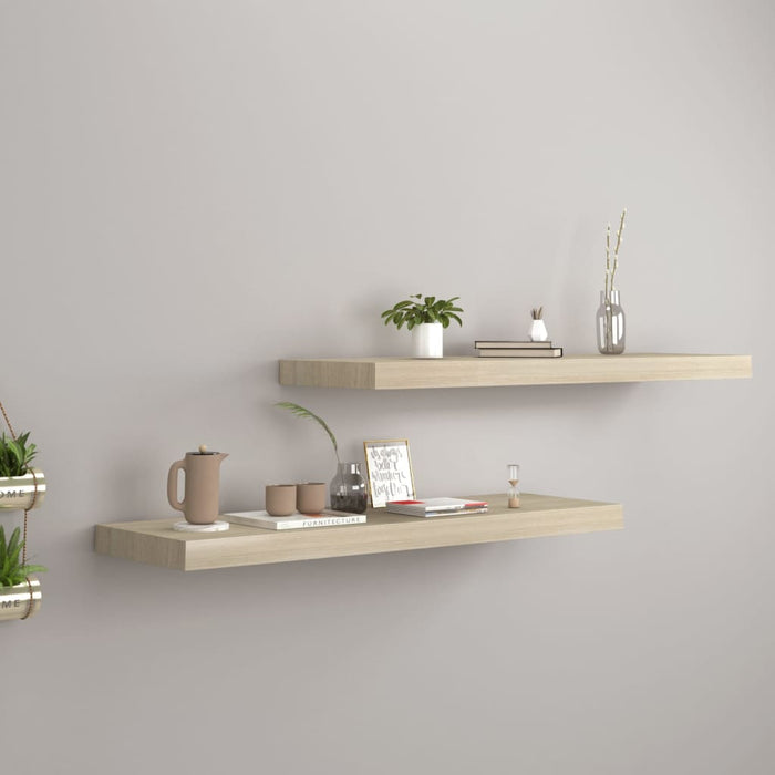 vidaXL Floating Wall Shelves 2 pcs Oak 80x23.5x3.8 cm MDF