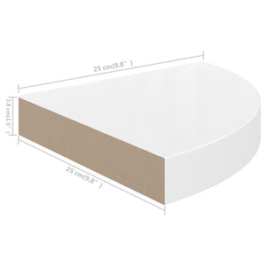 vidaXL Floating Corner Shelf High Gloss White 25x25x3.8 cm MDF