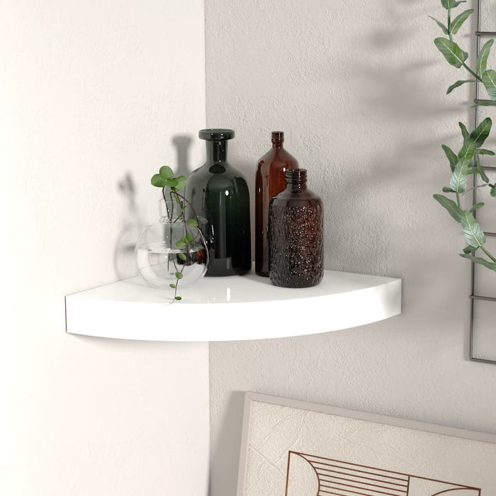 vidaXL Floating Corner Shelf High Gloss White 25x25x3.8 cm MDF