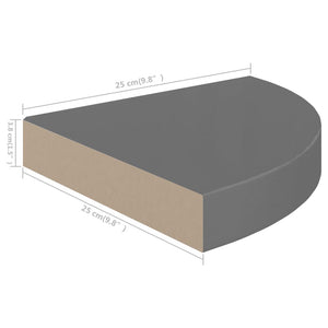 vidaXL Floating Corner Shelf High Gloss Grey 25x25x3.8 cm MDF