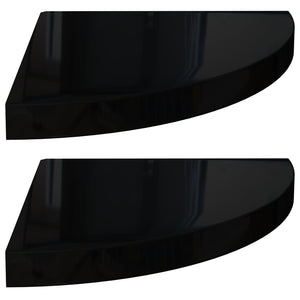 vidaXL Floating Corner Shelves 2 pcs High Gloss Black 35x35x3.8 cm MDF