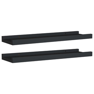 vidaXL Picture Frame Ledge Shelves 2 pcs Black 40x9x3 cm MDF