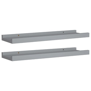 vidaXL Picture Frame Ledge Shelves 2 pcs Grey 40x9x3 cm MDF