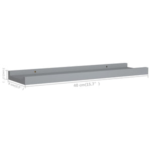 vidaXL Picture Frame Ledge Shelves 2 pcs Grey 40x9x3 cm MDF