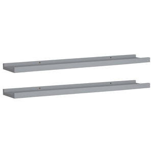 vidaXL Picture Frame Ledge Shelves 2 pcs Grey 80x9x3 cm MDF