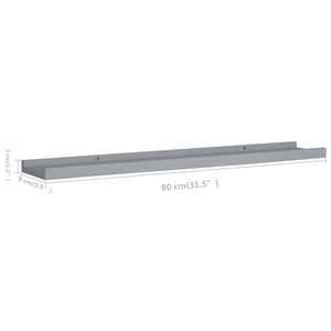 vidaXL Picture Frame Ledge Shelves 2 pcs Grey 80x9x3 cm MDF