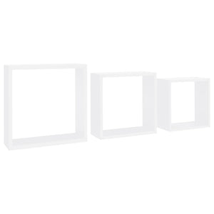 vidaXL Wall Cube Shelves 3 pcs White MDF