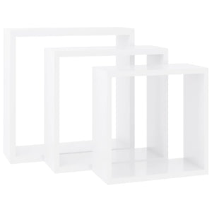 vidaXL Wall Cube Shelves 3 pcs White MDF