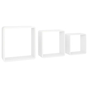 vidaXL Wall Cube Shelves 3 pcs White MDF